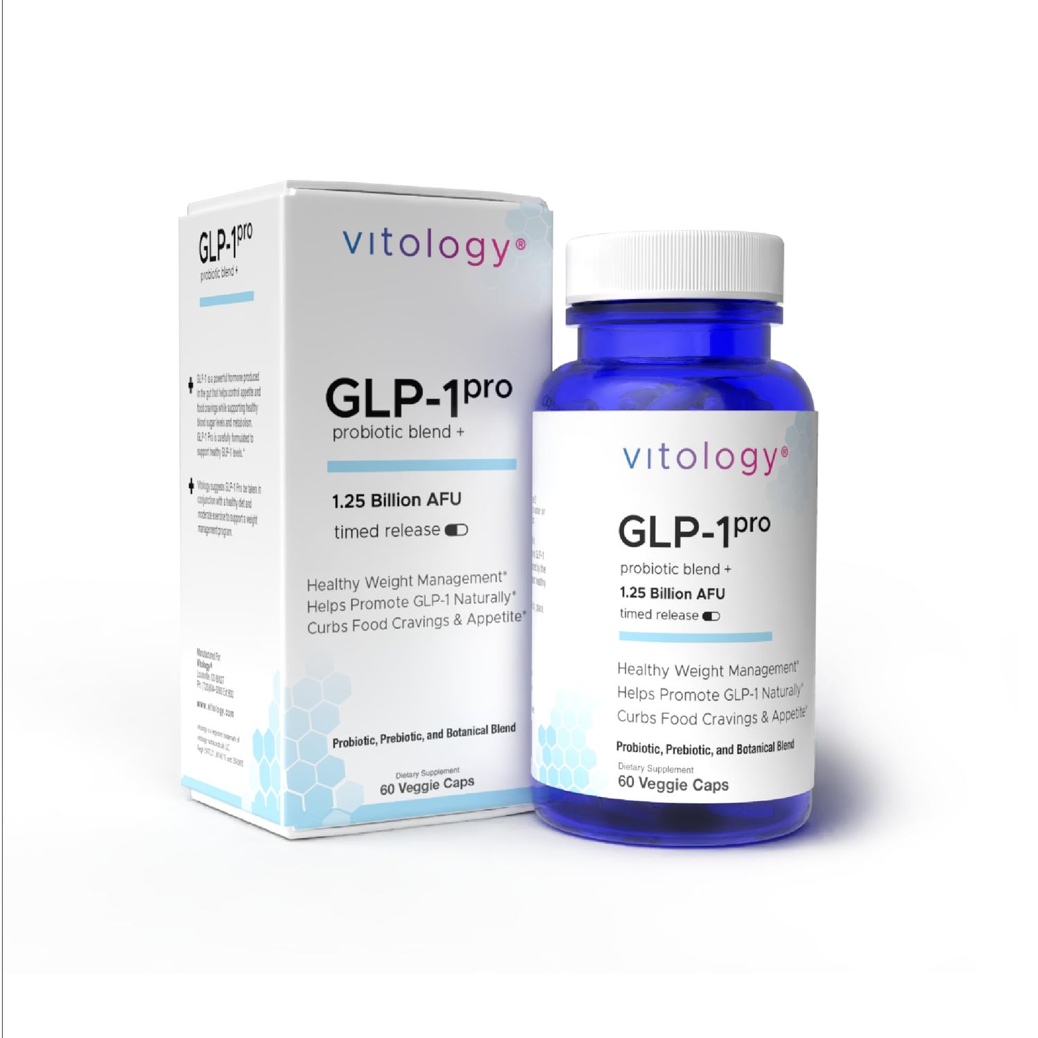 Vitology GLP-1 Probiotic Blend 1.25 Billion AFU 3 Probiotics 8 Botanicals Proprietary Nutraceutical Blend