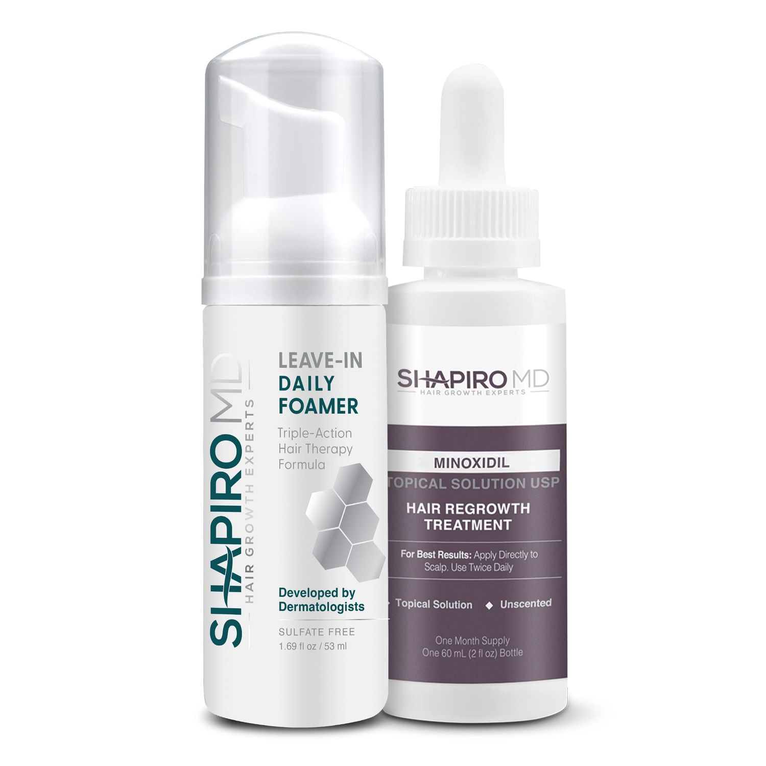 Shapiro MD Hair Growth Experts Womens Hair Regrowth Travel Kit: Leave-In Foamer, 2 Minoxidil. Experience Healthier, Fuller and Thicker looking Hair