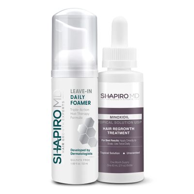 Shapiro MD Hair Growth Experts Womens Hair Regrowth Travel Kit: Leave-In Foamer, 2 Minoxidil. Experience Healthier, Fuller and Thicker looking Hair