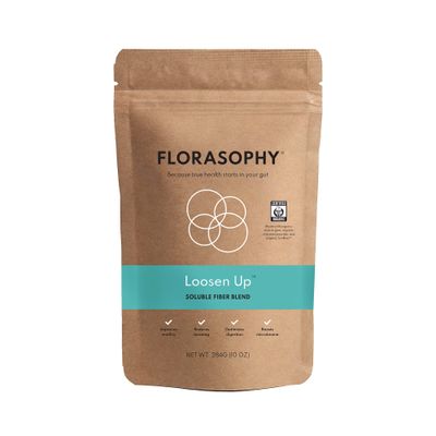 Florasophy Loosen Up Organic Soluble Fiber Supplement for Digestive Gut Health, Constipation IBS Relief, Gluten Free Vegan Soluble Prebiotic Powder, One Month Supply