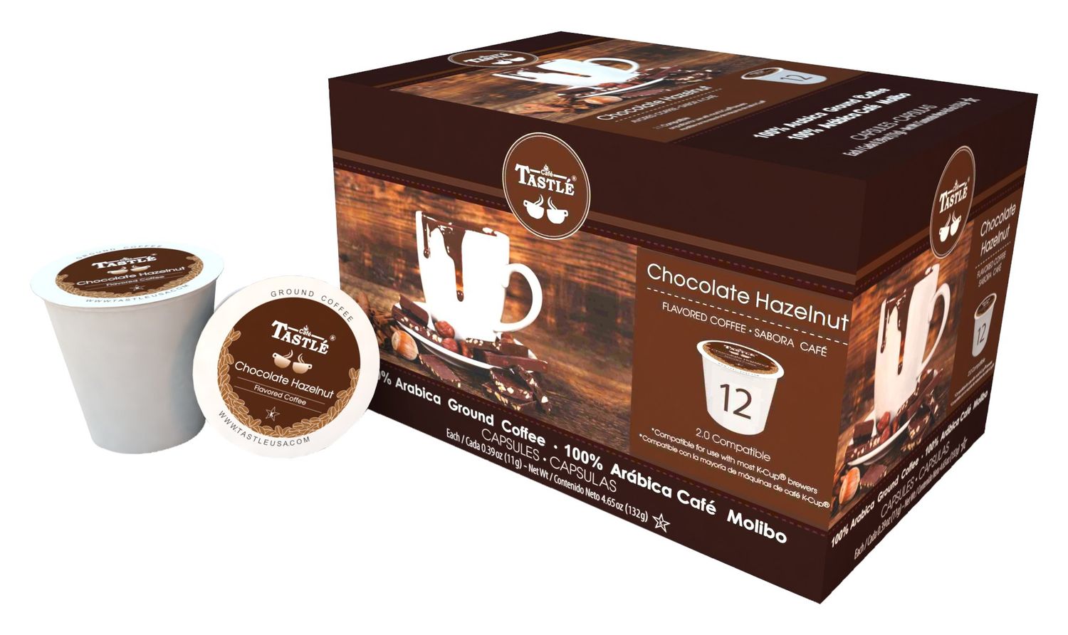Cafe Tastl Chocolate Hazelnut Single Serve Coffee, 24 Count