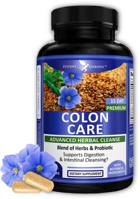 Potent Garden Colon Cleanse Detox 15 Day Cleanse for Regularity and Healthy Digestion Support with Fiber, Herbs Probiotics for Gut Health Energy Support, Easy and Effective 30 Caps
