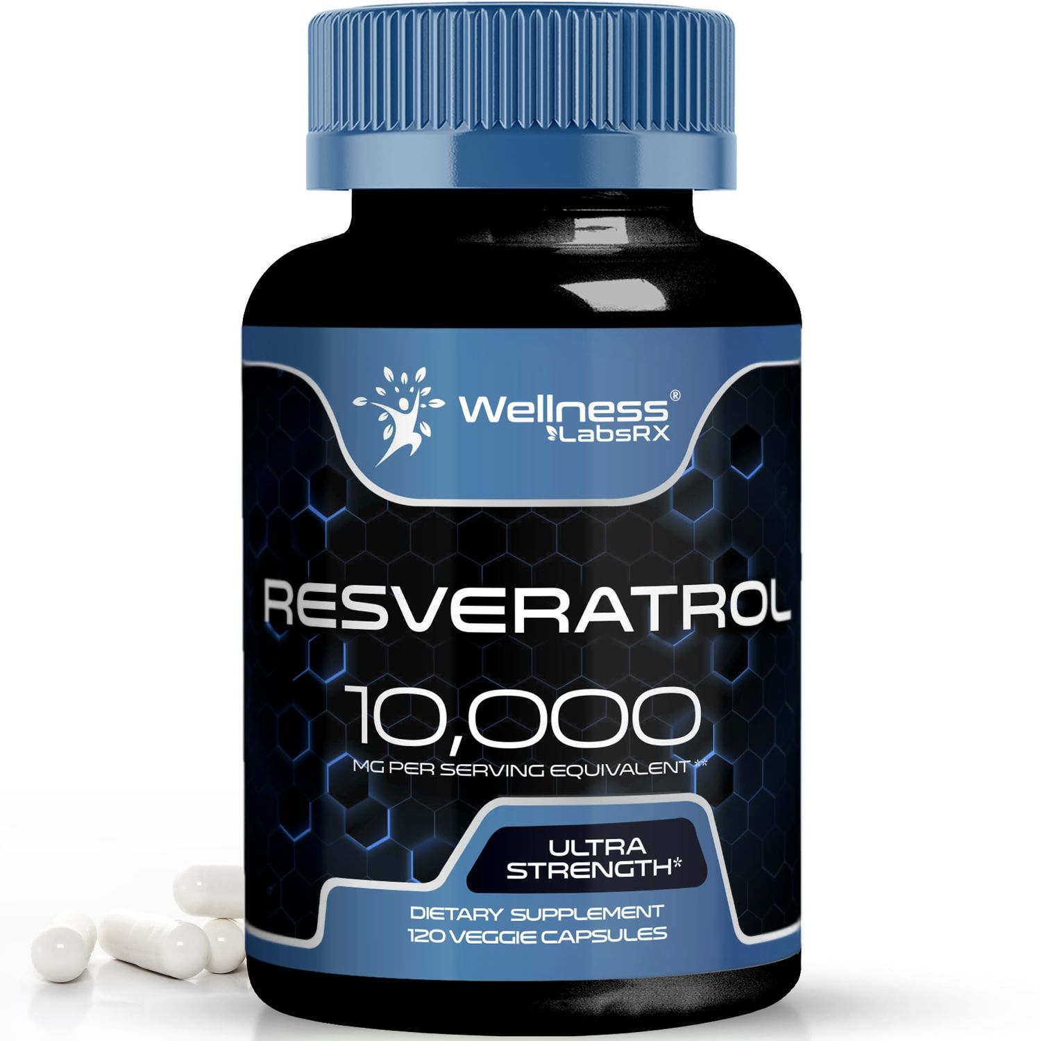 WELLNESS LABSRX Resveratrol 120 Capsules, Resveratrol Supplement, Resveratrol 1000mg Polygonum Root, Trans Resveratrol for Healthy Aging, Heart, Brain Health Support - Vegan, Keto