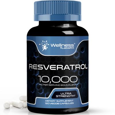 WELLNESS LABSRX Resveratrol 120 Capsules, Resveratrol Supplement, Resveratrol 1000mg Polygonum Root, Trans Resveratrol for Healthy Aging, Heart, Brain Health Support - Vegan, Keto