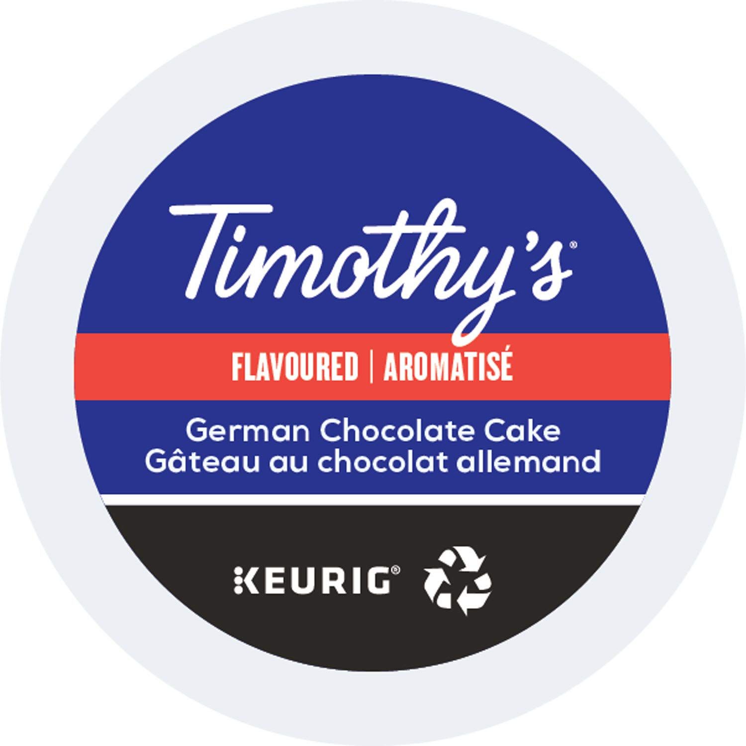 Timothys German Chocolate Cake Coffee, Single-Serve Keurig K-Cup Pods, Flavored Medium Roast Coffee, 96 Count