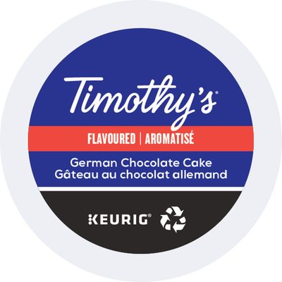Timothys German Chocolate Cake Coffee, Single-Serve Keurig K-Cup Pods, Flavored Medium Roast Coffee, 96 Count