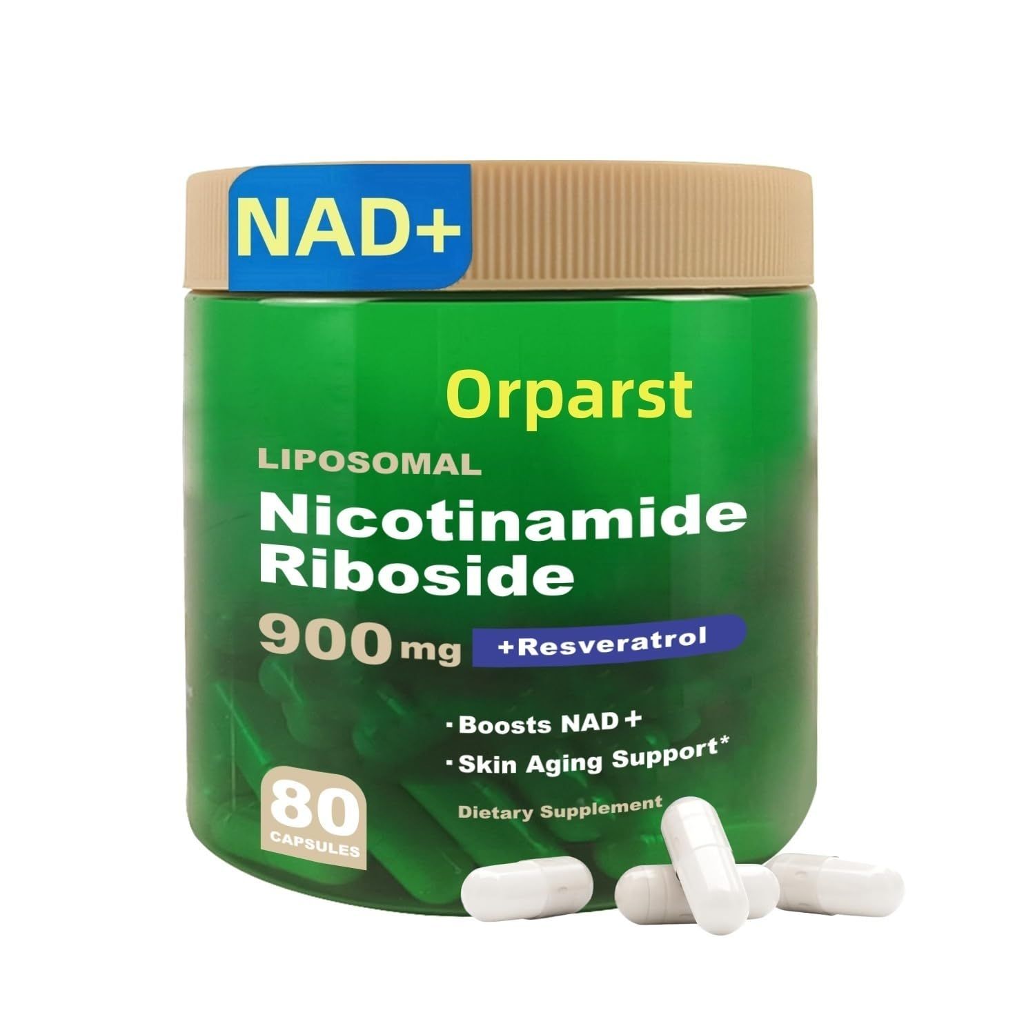 Orparst NAD Supplement,Liposomal NAD Nicotinamide Riboside 900mg for Men and Women,Resveratrol, Quercetin, High Purity NAD Supplement for Energy Booster, 80 Capsules