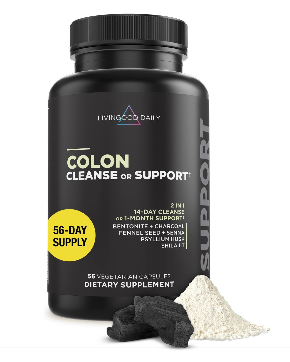 Livingood Daily Colon Cleanse, 56 Vegetarian Capsules - Gut Detox Cleanse Pills Constipation Relief for Women Men - Supports Healthy Digestion - Allergen-Free, Gluten-Free, Non-GMO, Vegan