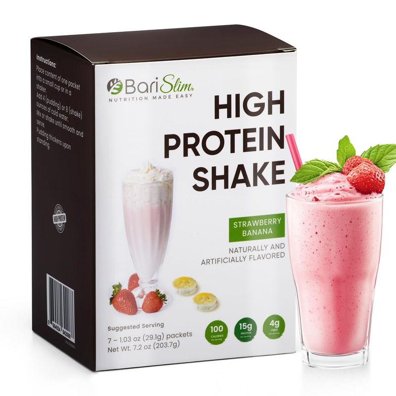 BariSlim High Protein Shake - Delicious Nutritious Meal Replacement Shake - Low Sugar Carb - Formulated for Bariatric Patients Post-Weight Loss Surgery Support Strawberry Banana Shake 9 oz