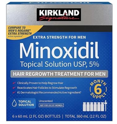 Kirkland Minoxidil 5 - 6 Month Supply for Men with General Thinning of Hair on Top of Scalp