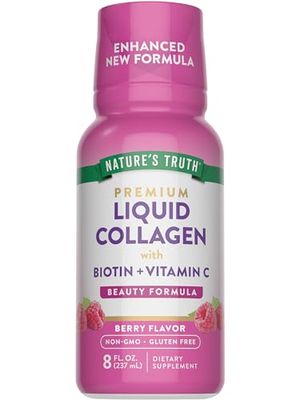 Natures Truth Liquid Collagen with Biotin Berry Flavor 8 oz Non-GMO and Gluten Free Supplement