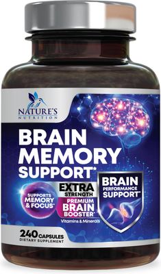 Brain Supplements for Memory and Focus - 40 Nootropics Vitamins to Support Mental Alertness, Clarity Concentration, Brain Health Cognitive Memory Pills, B6, B12, Phosphatidylserine - 240 Capsules