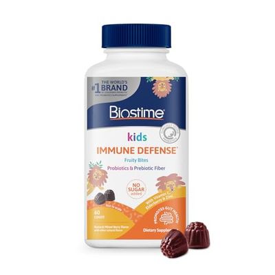 Biostime Kids immune support gummiesAges 4 Includes Vitamins DC Zinc Probiotics No Added Sugar Kids Immune Defense Fruity Bites Free from top 9 allergens 60 Count