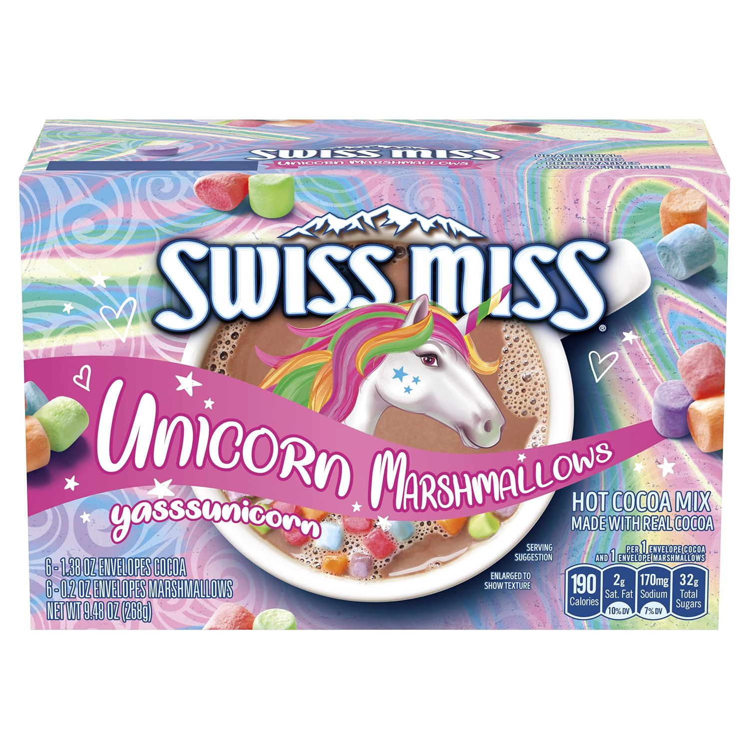 Swiss Miss Unicorn Marshmallows Hot Cocoa Mix, 1.38 oz. 6-Count Pack of 8