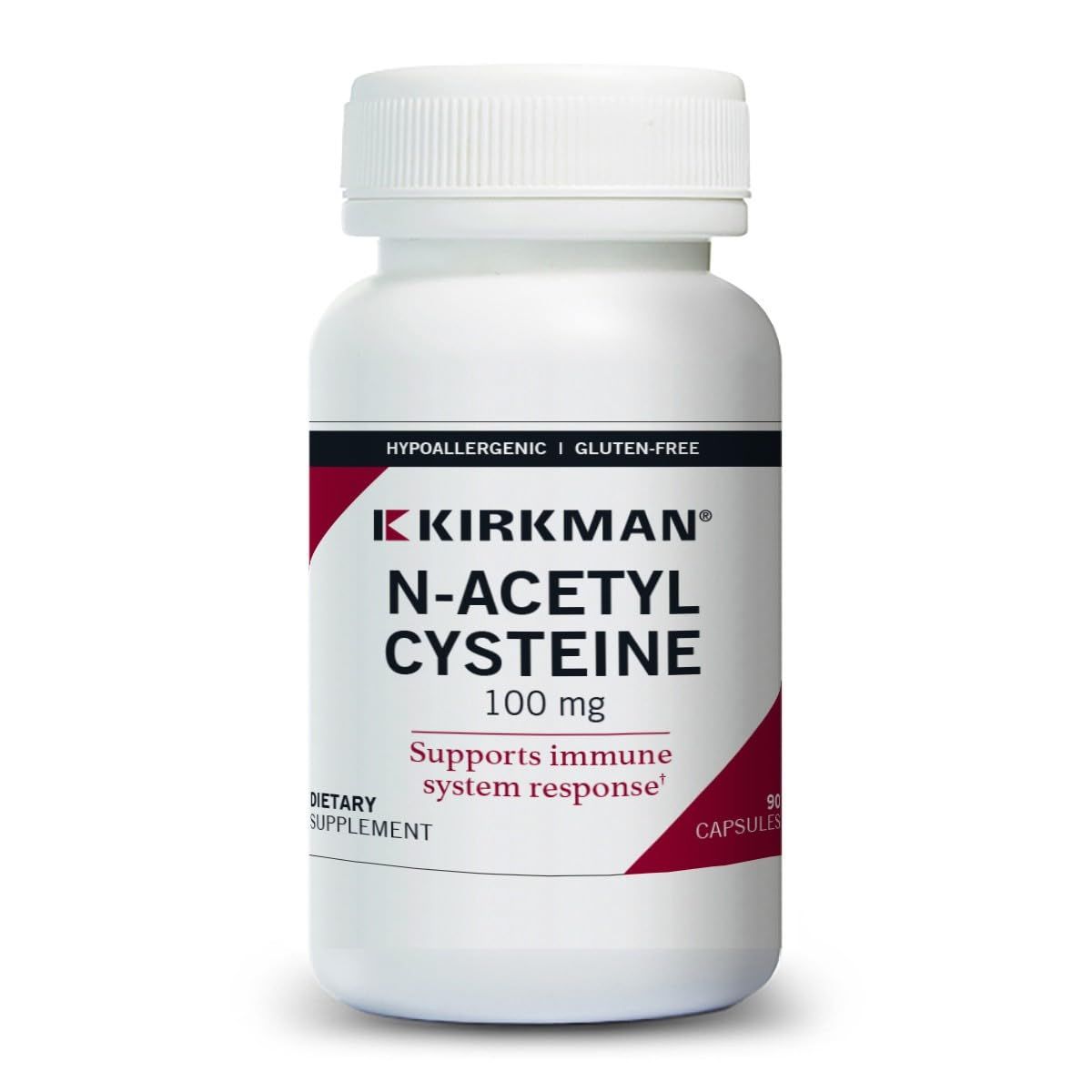 Kirkman NAC Supplement, N-Acetyl Cysteine 100mg, 90 Vegetarian Capsules, Immune Support Supplement, Antioxidant, Promotes Glutathione Production, Hypoallergenic, Gluten Casein Free