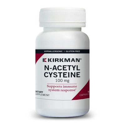 Kirkman NAC Supplement, N-Acetyl Cysteine 100mg, 90 Vegetarian Capsules, Immune Support Supplement, Antioxidant, Promotes Glutathione Production, Hypoallergenic, Gluten Casein Free