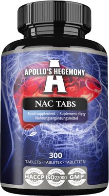 APOLLOS HEGEMONY NAC 150 mg - N-Acetyl L-Cysteine - 300 Vegan Tablets - 1200 Servings - Amino Acid Dietary Supplement to Support Liver Function