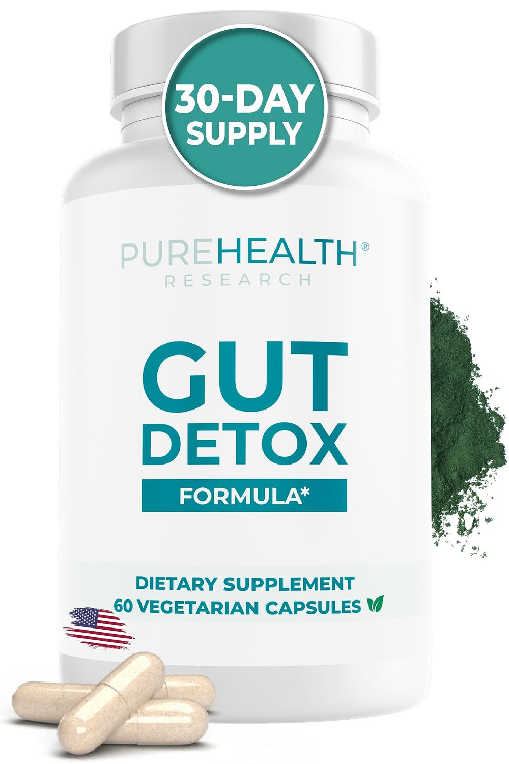 PUREHEALTH RESEARCH Gut Cleanse Formula Digestion Supplement - Comprehensive Gut Cleanse with Zeolite Detox Zeolite Clinoptilolite - Cleanse Harmful Chemicals for Optimal Wellness -1 Bottle
