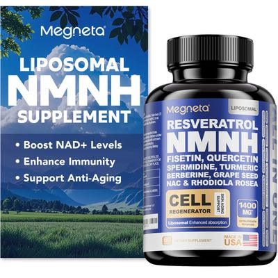 MEGNETA NMNH Supplement - 500mg Per Serving, Boosts NAD Levels, NAD Supplement Supports Immune Health Anti-Aging, 60 Capsules