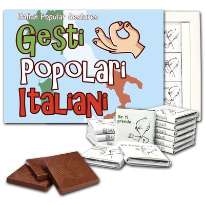 POPULAR ITALIAN GESTURES, Chocolate Gift Set - 1 box, 5 x 7.5 inches Italy Flag