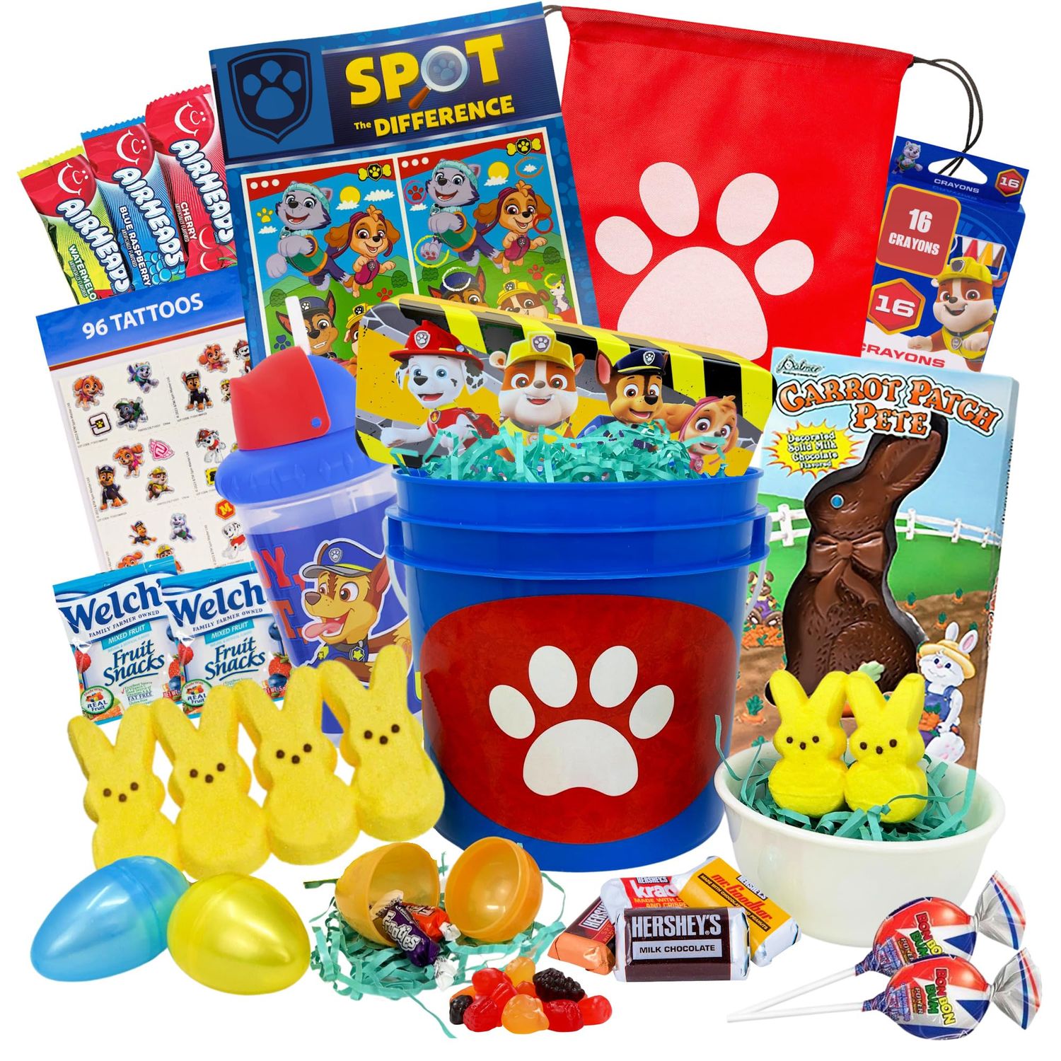 Easter Gift Basket With Cartoon Theme For Kids, Boys, Girls - Already Filled With Chocolate, Candy, Easter Eggs, Easter Care Package