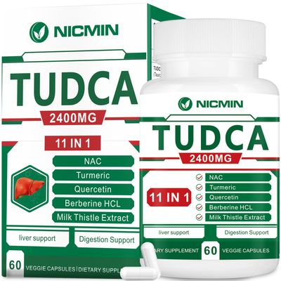 NICMIN TUDCA Supplements 2400MG, Bile Salts Complex for Liver Detox Gallbladder Cleanse, Anti-Aging for Men and Women, Digestive Health 60 Capsules