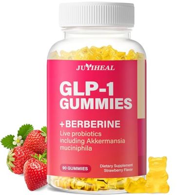 JUYIHEAL GLP-1 Supplement, GLP1 Probiotic Gummy for Women Men, GLP 1 Gummies with Akkermansia Probiotic, Berberine, No Sugar for Immune, Gut, Energy, GLP-1 Levels, Strawberry Flavor-90 Gummies