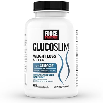FORCE FACTOR GlucoSlim Weight Loss Pills Metabolism Booster, Non-Stimulant Thermogenic Fat Burner Appetite Suppressant, with Clinically Studied Slendacor, 90 Vegetable Capsules