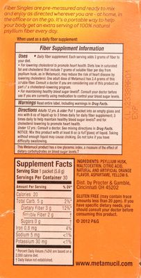 Metamucil Fiber 4-in-1 Psyllium Fiber Supplement Sugar-Free Powder Single-Serve Packets Orange Flavored Drink 2 Boxes of 30 Packets OLD