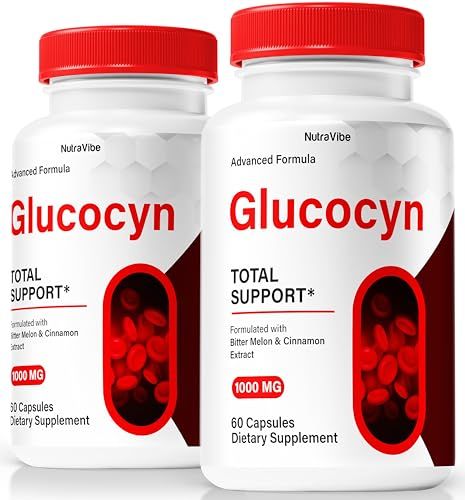 NutraVibe 2 Pack Glucocyn - Official Glucocyn Pills, All-Natural Formula to Support Healthy Circulation and Overall Well-Being, Premium Glucocyn Pastillas, Review 120 Capsules