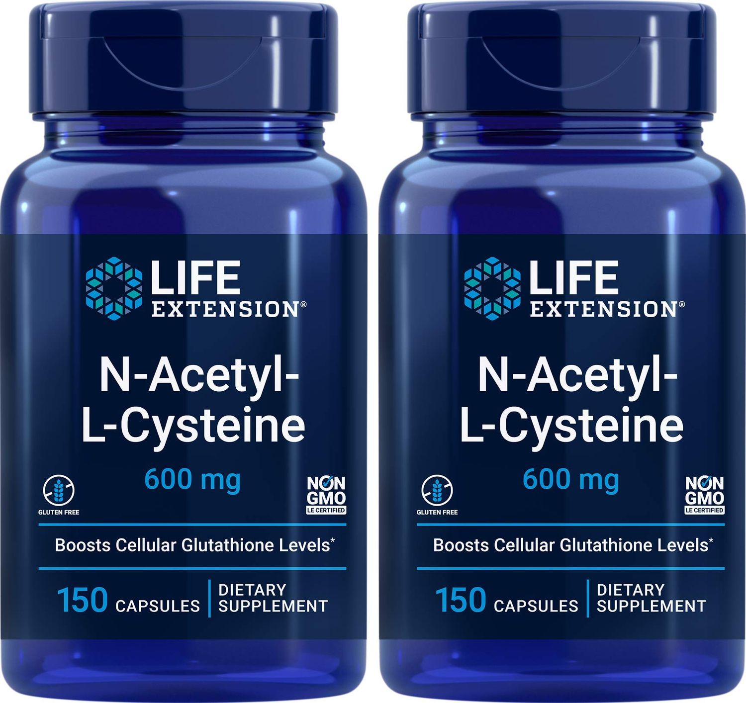 Life Extension N-Acetyl-L-Cysteine NAC 600mg, 150 Capsules Pack of 2