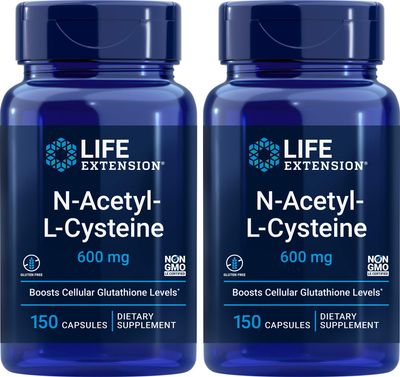 Life Extension N-Acetyl-L-Cysteine NAC 600mg, 150 Capsules Pack of 2