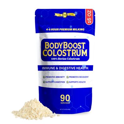 BodyBoost Premium Colostrum Whole, 100 Bovine Colostrum Powder, Immune Booster Supplement with Immunoglobulin Lactoferrin, Grass Fed Colostrum Powder, Gut Health, Diverse Intake,16 oz