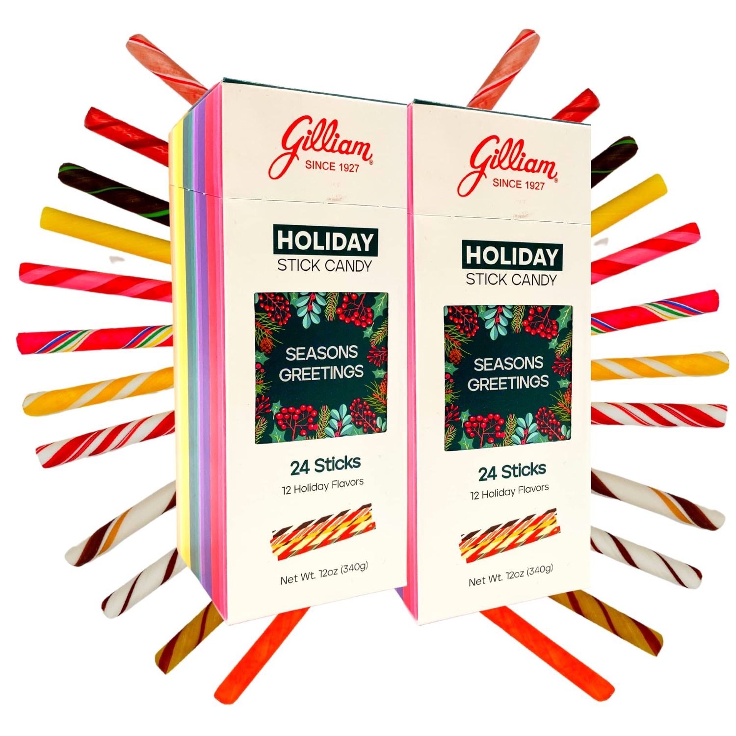 Needzo Old Fashioned Christmas Candy, Assorted Flavor Peppermint Stick Hard Candies, Gourmet Individually Wrapped Hot Chocolate Stirrers, 2 Boxed, 24 Sticks Each