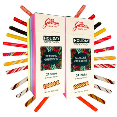 Needzo Old Fashioned Christmas Candy, Assorted Flavor Peppermint Stick Hard Candies, Gourmet Individually Wrapped Hot Chocolate Stirrers, 2 Boxed, 24 Sticks Each