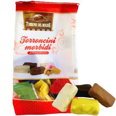 Torrone Del Molise Chocolate Covered Torroncini Italian Nougat Candy 7.05 oz. 200g Soft Candy - Torrone Morbido - Turron - Similar to Jube Nougat - Bajadera - Gaz - Italian Delicacies