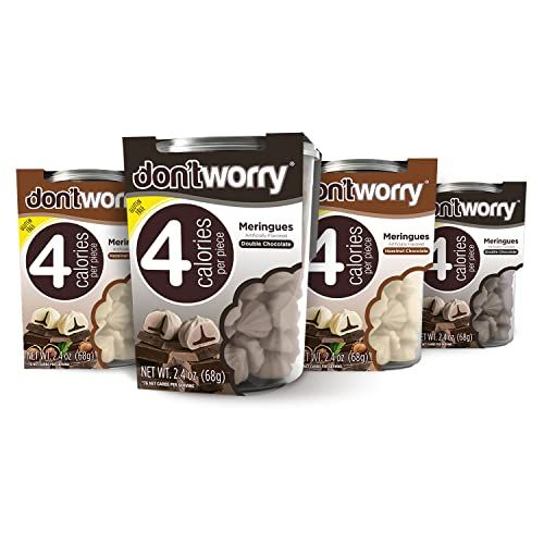 Dont Worry Keto Friendly Meringue Cookies - Chocolate Hazelnut Cookies, Only 4 Calories per Piece!, Gluten Free Cookies, Low Carb, Low Sugar Healthy Candy, Low Calories Snacks for Adults - 4 Pack