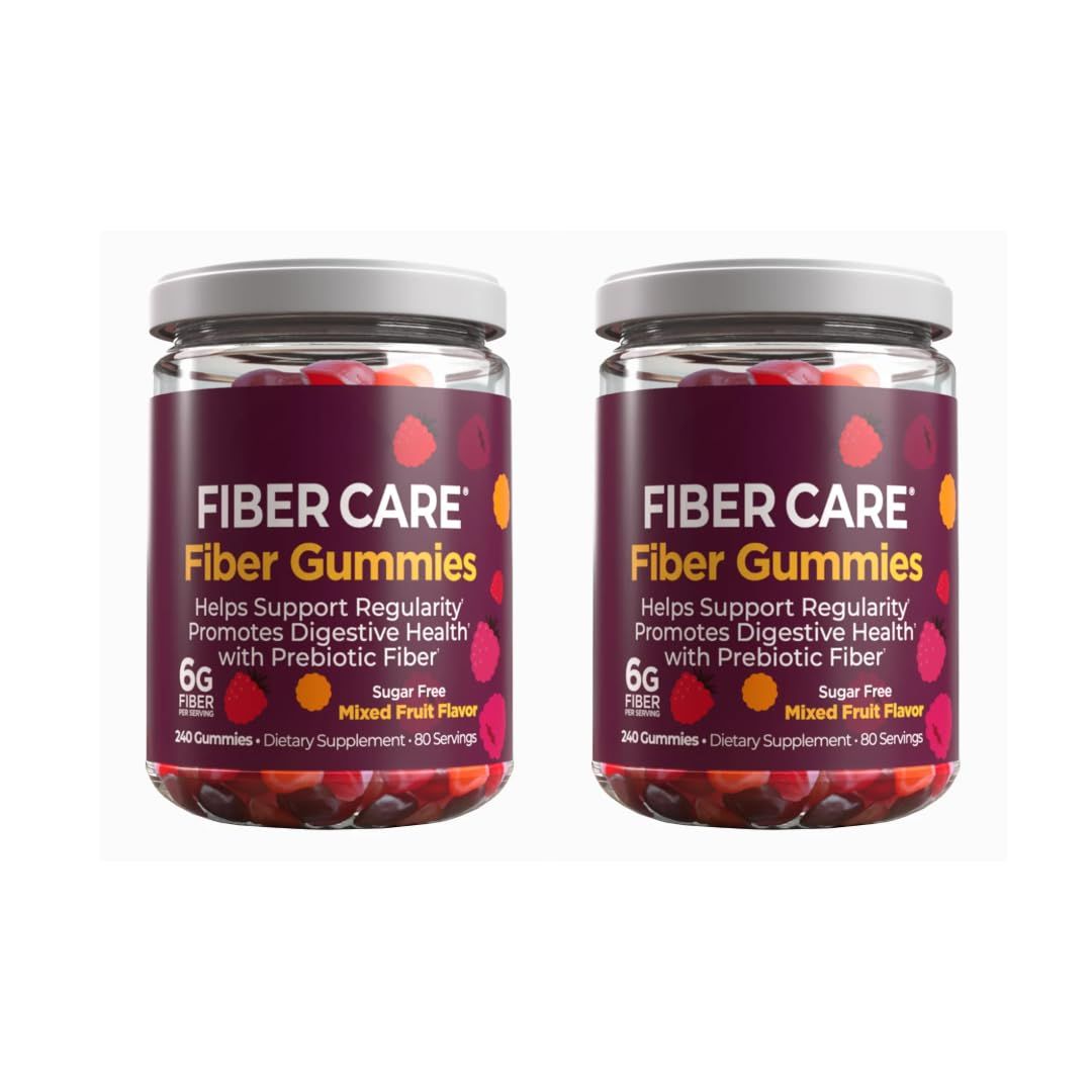 Fiber Care Gummies, 240 ct, 80 Servings, 6g of Fiber Per Serving, Help Supports Regularity Promote Digestive Health Pack of 2