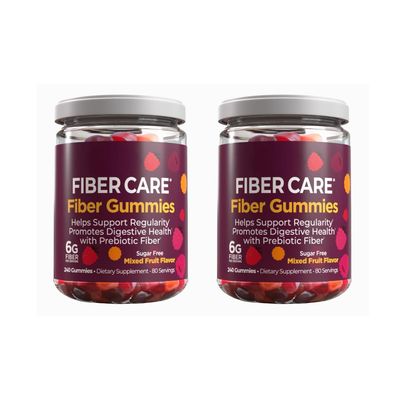 Fiber Care Gummies, 240 ct, 80 Servings, 6g of Fiber Per Serving, Help Supports Regularity Promote Digestive Health Pack of 2