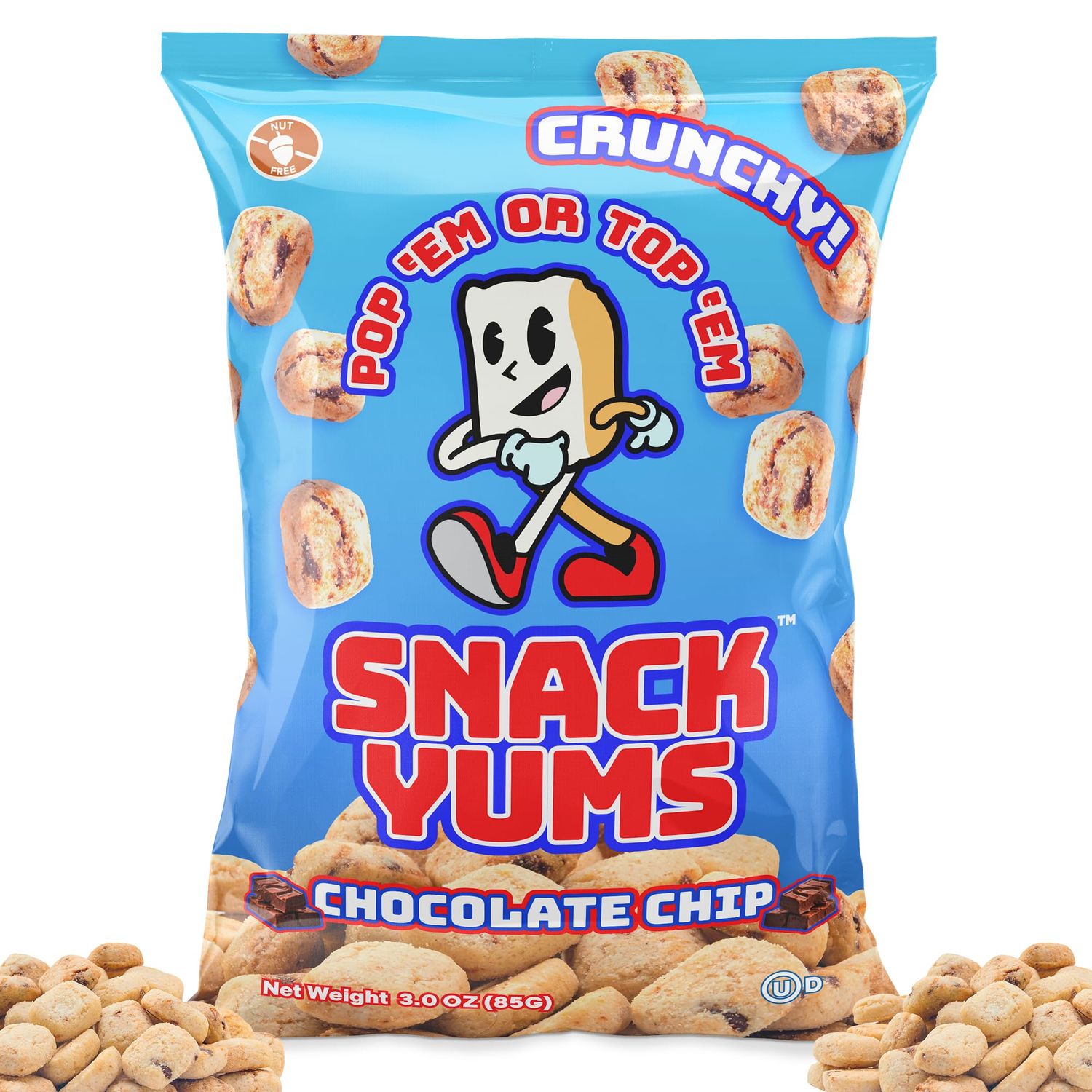 Snack Yums Chocolate Chip Bite Size Mini Cookie Bites - Delicious Plant-Based Snacks for Kids Adults - Vegan, Nut-Free, Egg-Free, Kosher - 3 Ounce Pack of 6