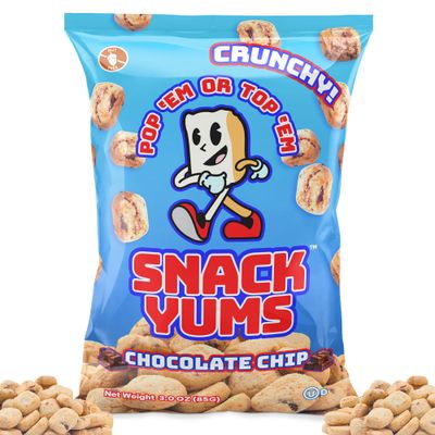 Snack Yums Chocolate Chip Bite Size Mini Cookie Bites - Delicious Plant-Based Snacks for Kids Adults - Vegan, Nut-Free, Egg-Free, Kosher - 3 Ounce Pack of 6