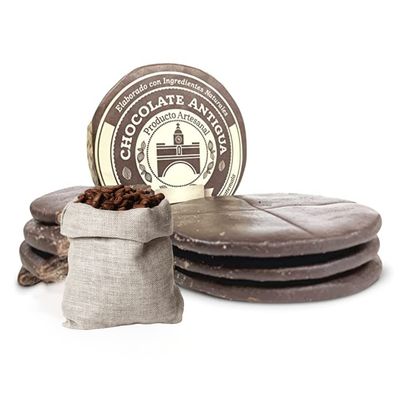 Chocolate Antigua, Handmade Hot Chocolate Drink Tablets with COFFEE, Mayan Cacao Disc, Hand Carved with All Natural Ingredients for a Perfect Taza - From San Juan del Obispo, Antigua Guatemala Coffee