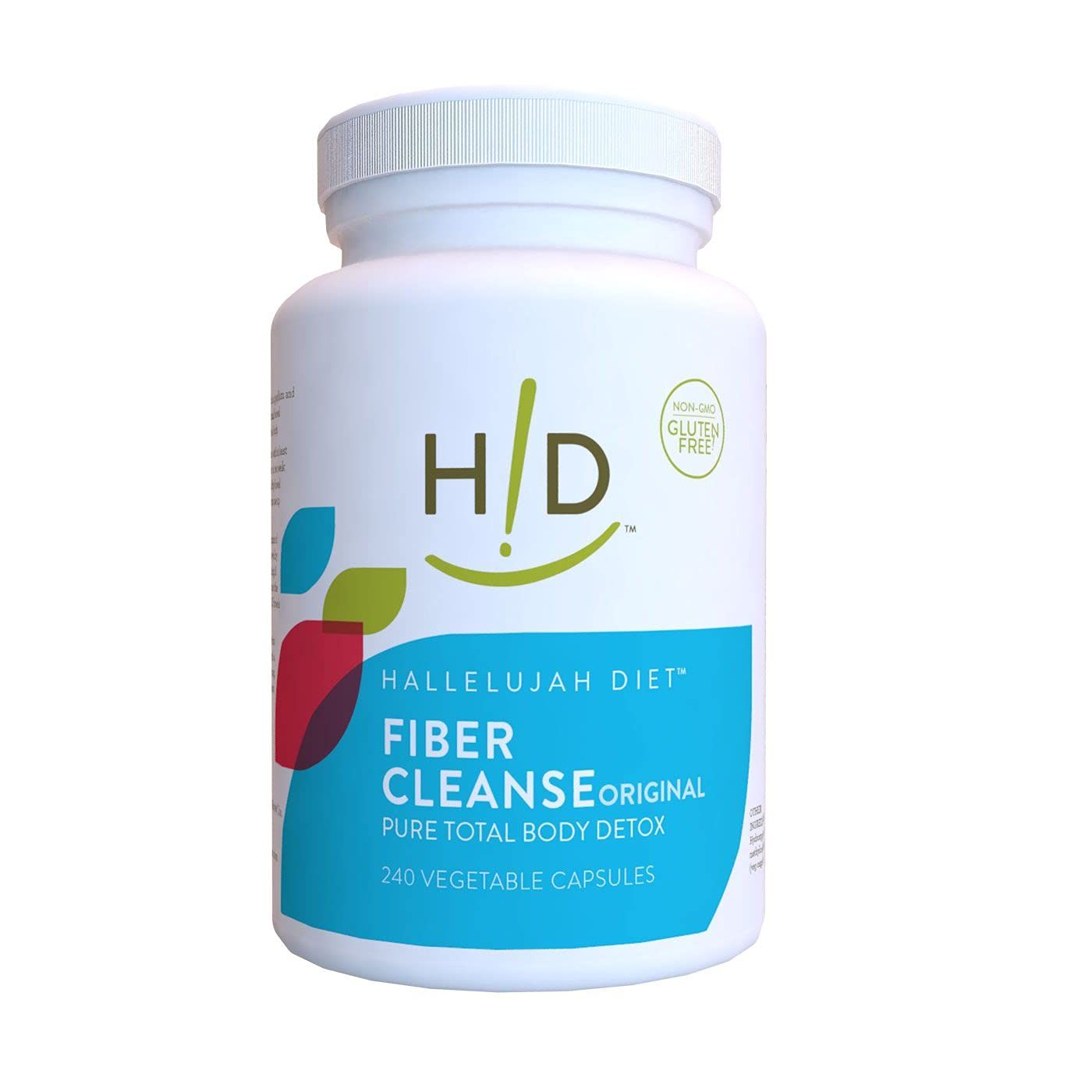 Hallelujah Diet Fiber Cleanse - Psyllium and Flax Seed-Based Capsules, Helps Eliminate Toxins and Restore Optimal Bowel Function, Natural Colon Cleanse Supplement - 240 Count