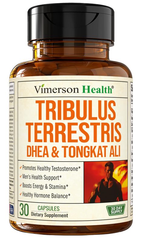 Tribulus Terrestris for Men with DHEA, Tongkat Ali, and Zinc - Testosterone Supplement for Men with Vitamin B6, Rhodiola Rosea - Libido Support, Muscle Builder, Male Enhancing Supplement - 30 Capsules