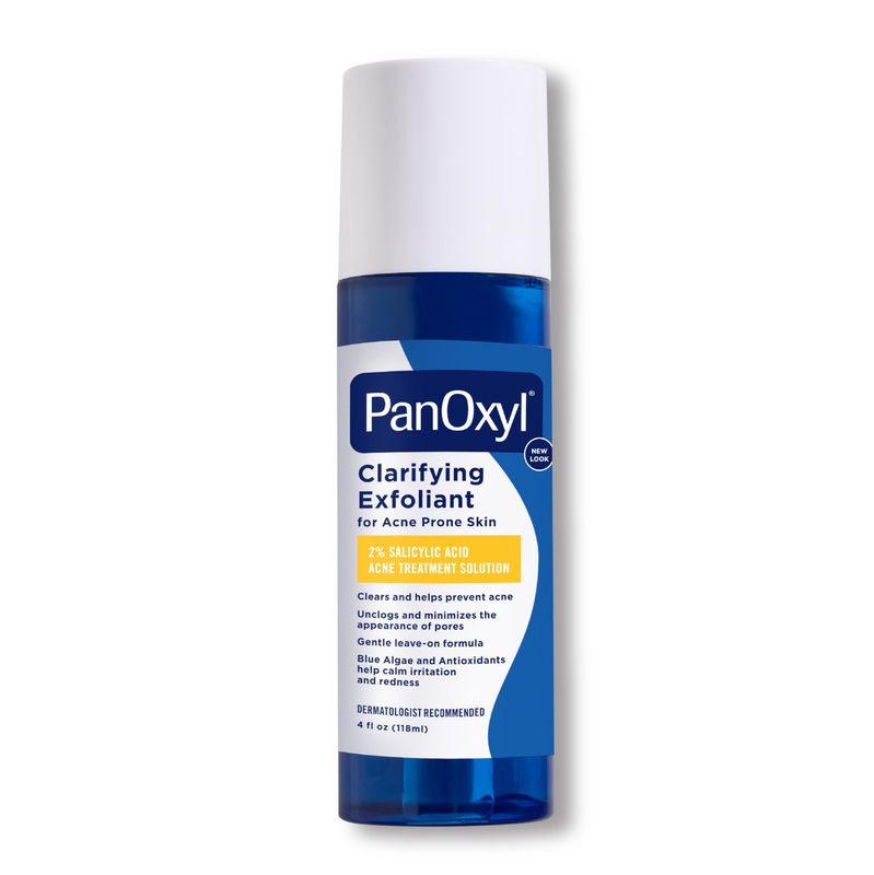 PanOxyl Clarifying Exfoliant with 2 Salicylic Acid, BHA Liquid Exfoliant for Face, Unclogs, Minimizes Appearance of Pores, Blue Algae and Antioxidants Help Calm Redness, For Acne Prone Skin, 4 fl oz