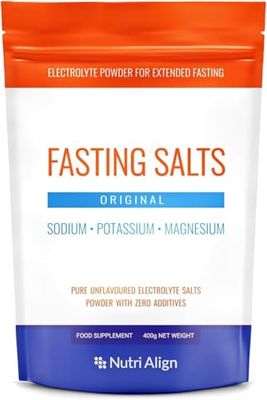Nutri-Align Fasting Salts Fasting Electrolytes Powder Pure Unflavoured Electrolytes for Fasting - Intermittent Extended Fasting 400g Sodium Potassium Magnesium Fasting Salt Filler Sugar Free