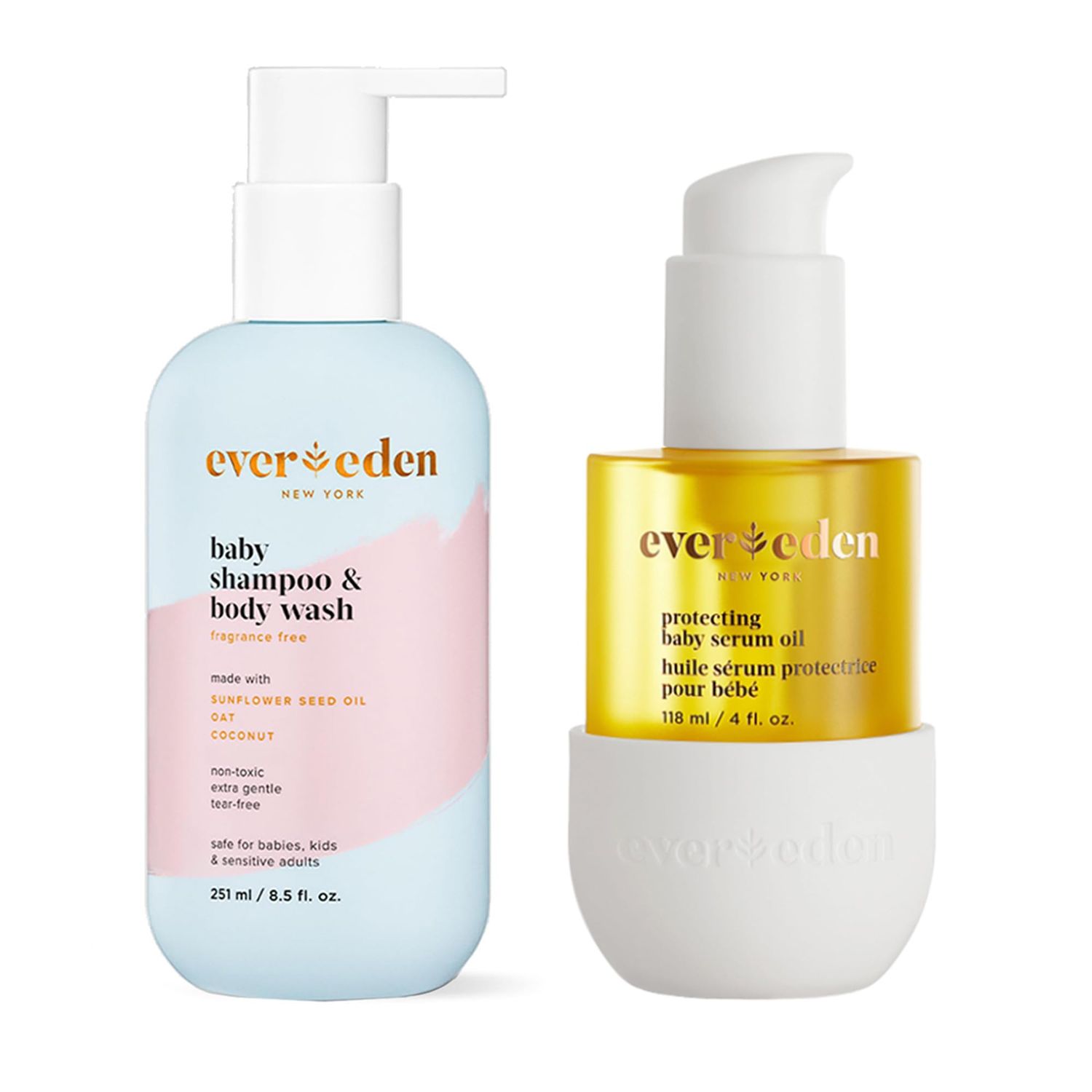Evereden Baby Cradle Cap Care Bundle Clean Vegan Shampoo, Body Wash, Protecting Oil for Newborns - Great for the Whole Family