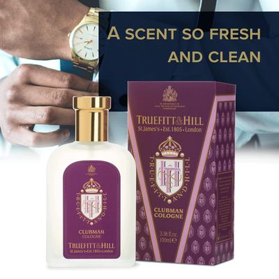 Truefitt Hill Luxury Cologne - Premium Long-Lasting Bergamot and Lavender Men's Clubman Scented Fragrance, Presented in a Beautifully Etched Traditional Atomizer Bottle - 3.38 oz.