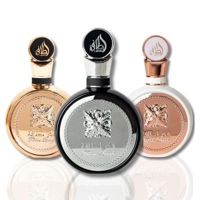 Lattafa Fakhar 3-Piece Set for Unisex, (3.4 Fakhar Eau De Parfum Spray For Men 3.4 oz Fakhar Eau De Parfum Spray For Women 3.4 Oz Fakhar Gold Extrait Eau De Parfum Spray)