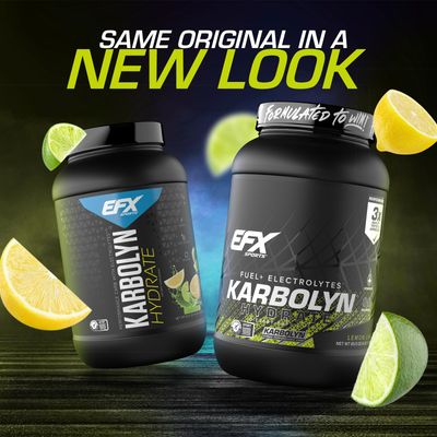 EFX Sports Karbolyn Hydrate Carbohydrate Powder Electrolytes Sugar Free Sports Drink Mix Fuel Hydration Stimulant Free 66 Servings (Lemon Lime)
